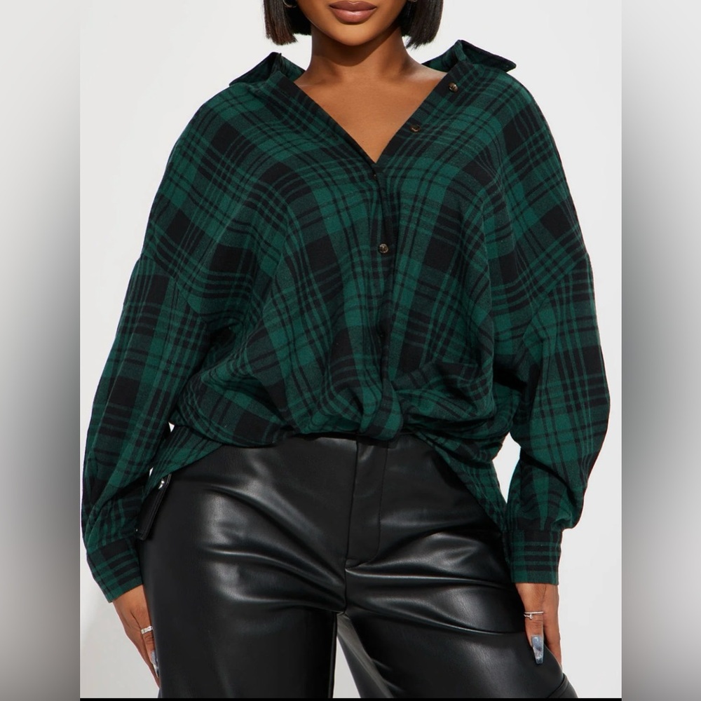 Twist Front Plaid Shirt